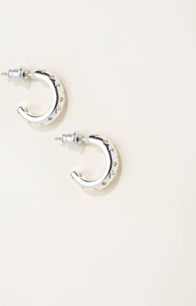 Fat Face FatFace Silver Tone Gem Huggie Earrings