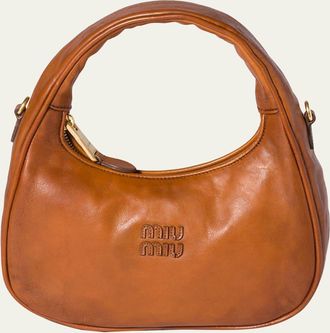 Miu Miu Wander Antiqued Leather Top-Handle Bag