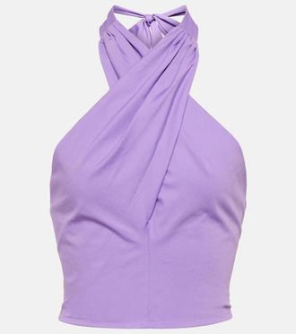 Staud Kai cropped halter-neck cotton top