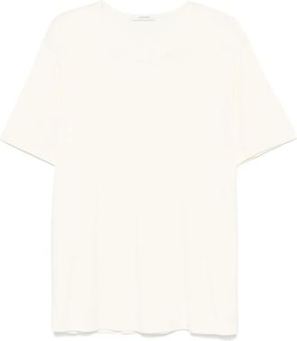 Christophe Lemaire Tops, Heren, Beige, S, Licht Crème U-Hals T-Shirt