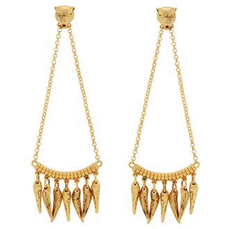 Roberto Cavalli Gold-Tone Panther Drop Earrings