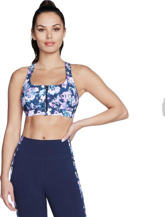 Skechers Womens Misty Floral Zip Front Bra Vest, Misty Floral Blue, S UK