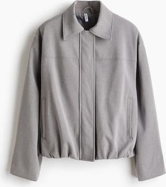 H&M Collared Bomber Jacket in Light Gray/pinstriped at Nordstrom, Size Xx-Large