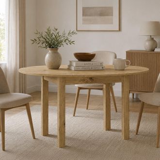 Dmora Mesa Extensible Liriteda, 6 Plazas, Extensible, Mecanismo De Extensi&oacute;n Central, 100x80x76h Cm Marr&oacute;n Roble Nodoso