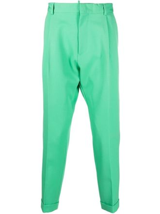 Dsquared2 straight-leg cropped pants - men - Virgin Wool/Polyester - 52 - Green