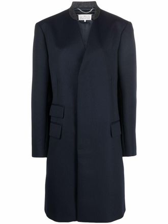 Maison Margiela concealed wool coat - women - Cotton/Viscose/Wool - 40 - Blue