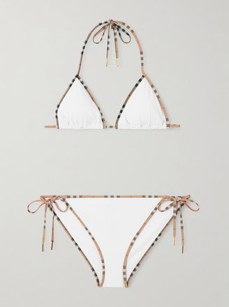 Burberry Bikini A Triangolo Con Profilo A Quadri Mata - Bianco