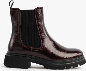 Heavenly Feet Zeta Womens Chelsea Boots Claret Patent - Red - Size UK 8