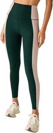 Beyond Yoga Spacedye Vitality Colorblock High Waisted Midi Leg In Dark Spruce Heather Green