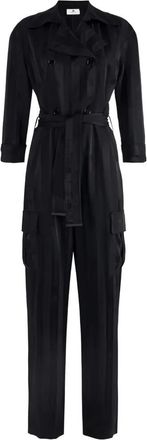 Elisabetta Franchi jacquard striped belted jumpsuit - women - Acetate/Viscose - 38 - Black