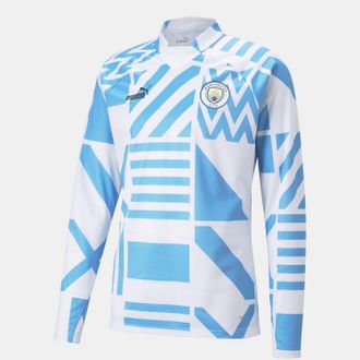 Puma Mens Puma Manchester City FC Pre-Match Sweatshirt in White blue