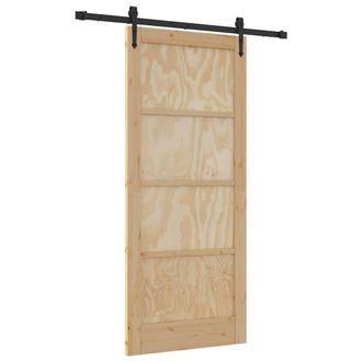 Berkfield Home Sliding Door with Hardware Set ORKDALSolid Wood Pine in Beige