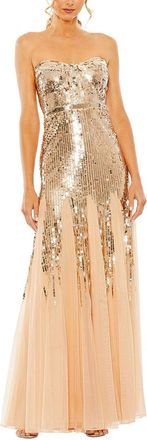 Mac Duggal Strapless Sweetheart Sequin Mesh A Line Gown