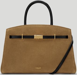 DeMellier The Midi Hudson in Tobacco Suede & Black Smooth Leather Crossbody bag