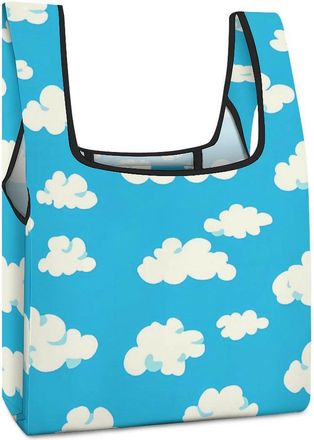 Generic Blue Cloud Shopping Bag Reusable Grocery Tote Bag Foldable Handbag for Travel Picnic