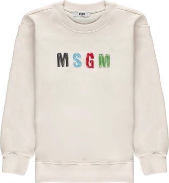 Msgm Crew Neck Sweatshirt - male - MSGM - Kids Sweatshirts - White - 14 Y - Kids
