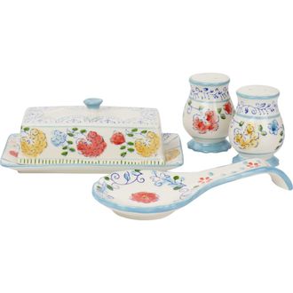 Gibson Home Anaya 5 Piece Hand Painted Stoneware Table Accessory Set in Multi at Nordstrom