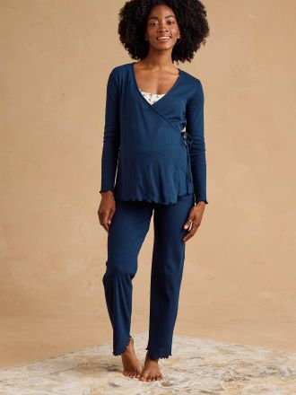 Envie de Fraise 3-teiliger Umstands- und Stillpyjama marine