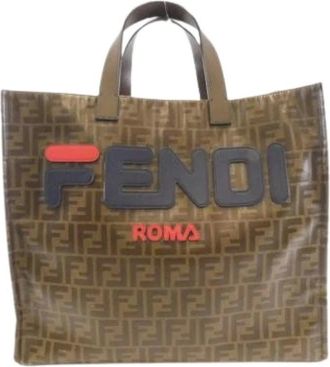 Fendi Pre-owned Tote Bags, female, Brown, Size: ONE SIZE Pre-owned Canvas Tote Bag