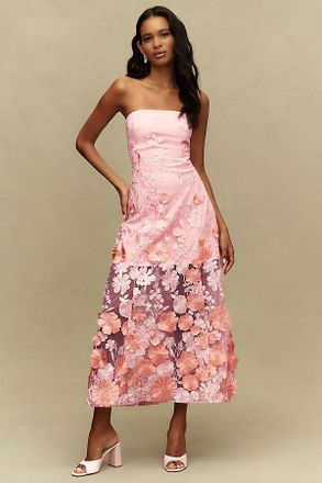 endless rose 3D Floral Strapless Maxi Dress