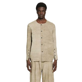 Ziggy Chen Collarless Patchwork Shirt