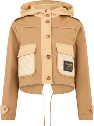 Moschino Jas met capuchon en zakken - Dames - Zomerjassen - Beige - L - Katoen - Jassen