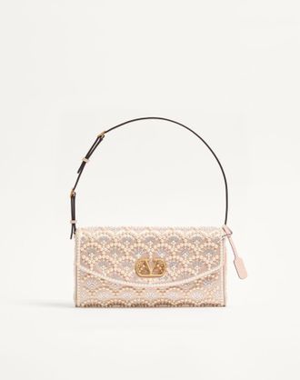 Valentino Garavani Borsa Piccola A Spalla Valentino Garavani DeVain Con Perle e Strass Donna CREMA UNI