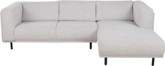 Maisons du monde Sof&aacute; cheslong derecha de 4/5 plazas de tela jaspeado gris claro