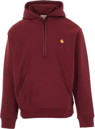 Carhartt Work in Progress Hooded American Script Sweatshirt - Heren - Hoodies - Rood - XL - Katoen - Hoodies & sweatvesten