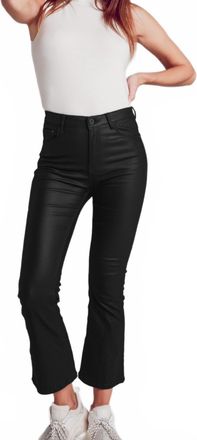 Q2 Stretch Faux Leather Flared Pants In Black