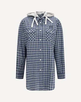 Miu Miu Checked Hooded Shirt Female 38