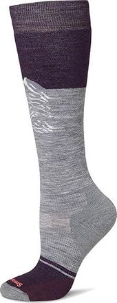 Smartwool Snowboard Targeted Cushion Valley Sunset Over The Calf Socks Womens Crew Cut Socks Shoes Light Gray : LG (Womens Shoe 10-12.5)