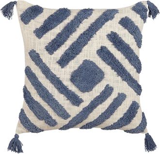 Beliani Coj&iacute;n decorativo de tejido azul 45x10cm