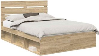 vidaXL Bed Frame with Headboard Sonoma 140 x 200 cm Solid Pine Wood vidaXL