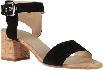 The Flexx Womens Nubuck & Cork Block Heel Sandal In Black