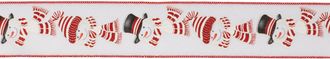 Melrose International Glittered Snowman Wired Ribbon (Set of 2) - White, Red