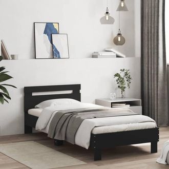 Berkfield Home Durable Bed Frame Frame with LED Lights Black 75x190 cm Small Single