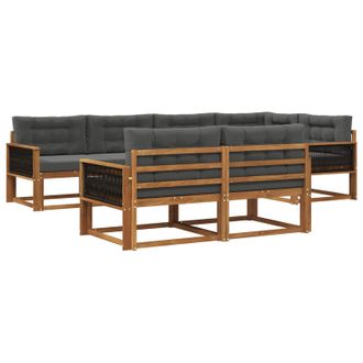vidaXL Conjunto De Sof&aacute;s De Exterior 7 Pcs Natural Y Antracita Vidaxl