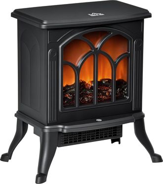 OEM Chimenea El&eacute;ctrica De Pie 750/1500 W Con 2 Niveles De Potencia Efecto Llama &Aacute;rea De Cobertura 15-20 M&sup2; Negro