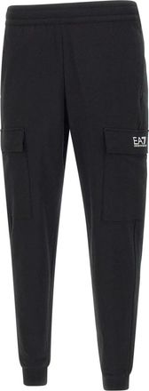 Emporio Armani Emporio Armani Ea7, Broeken, Heren, Zwart, M, Katoen, Zwarte Stretch Katoenen Jogger Broek