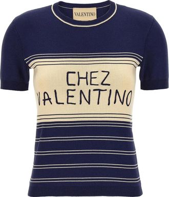 Valentino Garavani T-Shirts - Dames - Ronde hals truien - Blauw - M - Truien & Vesten
