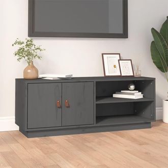 vidaXL Vidaxl - Mueble De Tv De Madera Maciza De Pino Gris 105x34x40 Cm