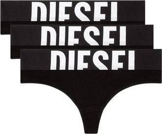 Diesel Drie-pack strings met afgesneden logo - Dames - Onderbroek - Zwart - XS - Katoen - Ondergoed