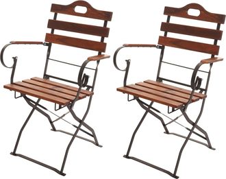Hhg Nunca Usado] Juego De 2 Sillas De Jard&iacute;n Hhg 439, Silla Plegable Silla De Jard&iacute;n, Gastronom&iacute;a Calidad Acacia Mvg-certificado, Marr&oacute;n