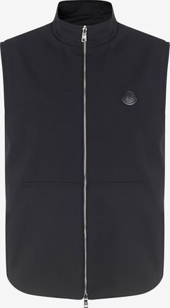 Moncler Nylon-Weste mit Neoprenfutter und Leder-Logo-Patch