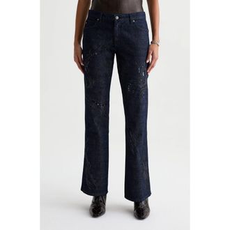 AG - Adriano Goldschmied Angel Embroidered Low Rise Bootcut Jeans in Flow at Nordstrom, Size 24