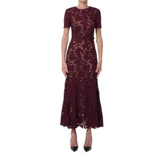 Self Portrait Maxi Dresses, female, Red, Size: XS Lace Bib Dress