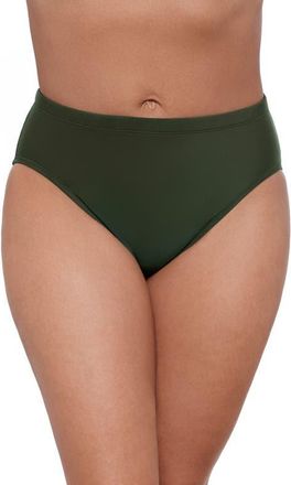 Aqua Green Mid Rise Tummy Control Brief Swimsuit Bottom in Malachite at Nordstrom, Size X-Large