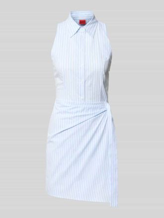 HUGO BOSS Schmales Freizeitkleid aus reiner Baumwolle in Wickel-Optik Modell KRISTI in Hellblau, Gr&ouml;&szlig;e 34