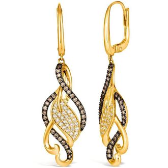 Le Vian Ladies Chocolate And Honey Swirl Earrings set in 14K Honey Gold